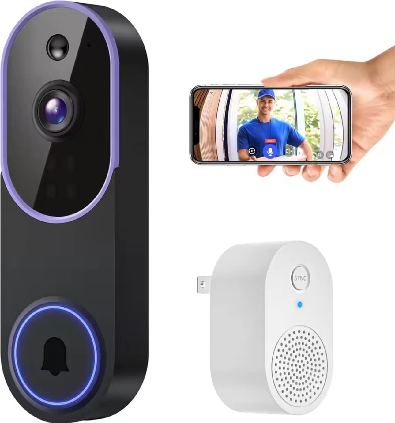 Smart Wireless Video Doorbell Camera – AI Detection, Night Vision, Battery Powered, Cloud Storage